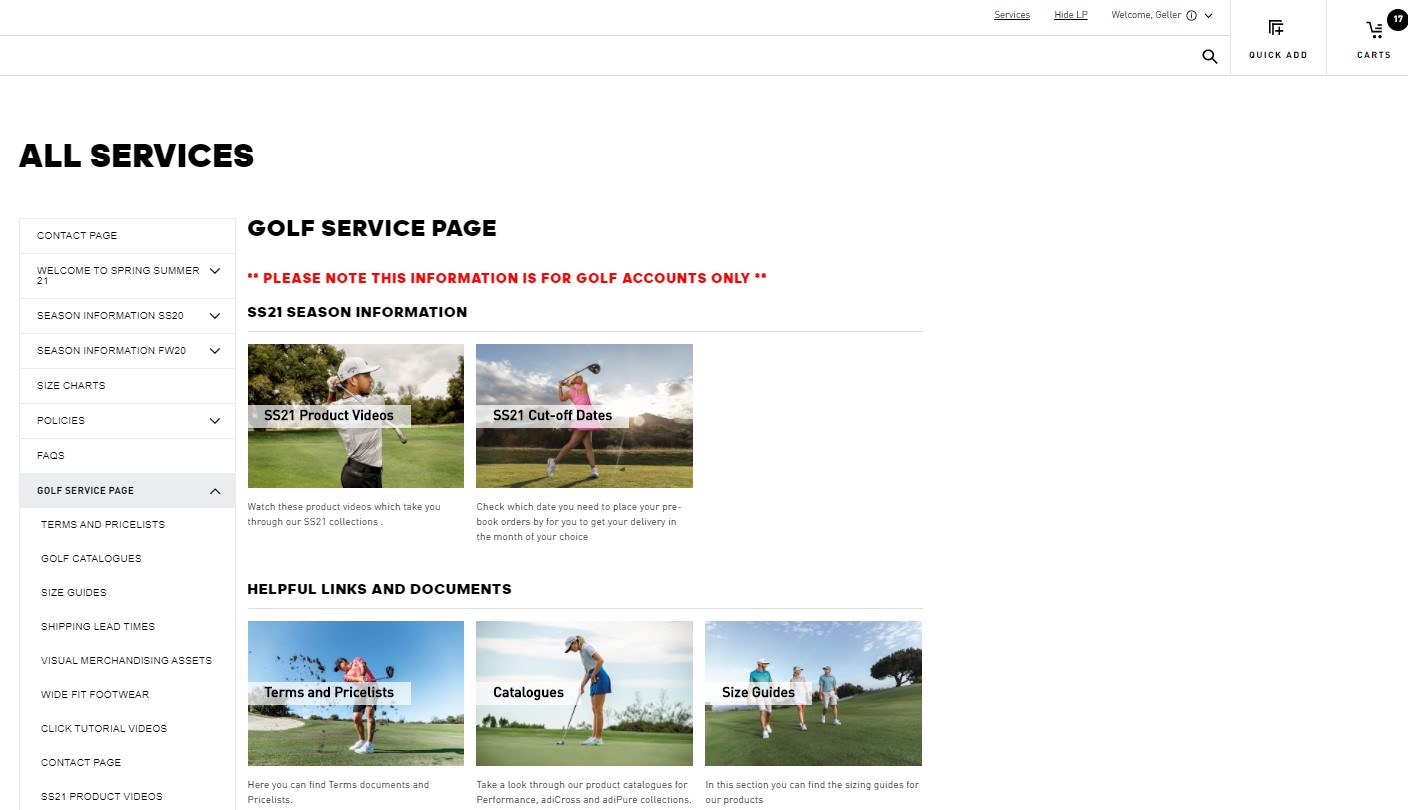 B2B tool from adidas Golf just a CLICK 