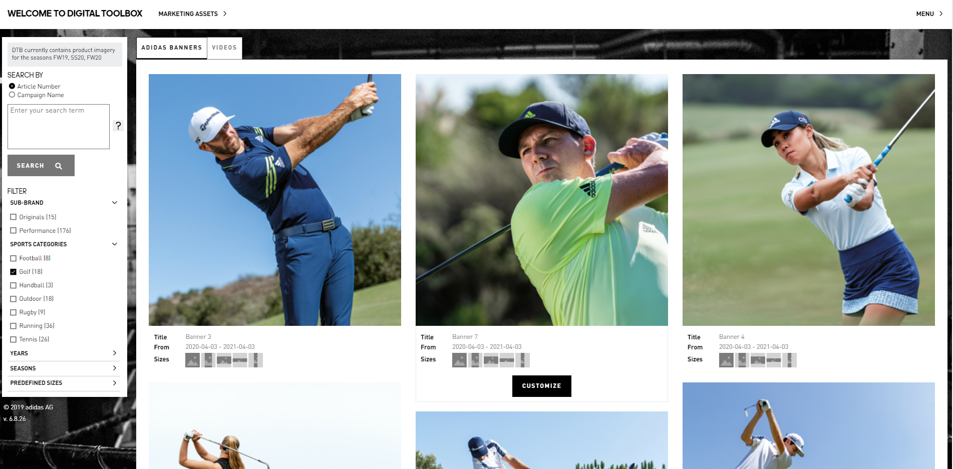 B2B tool from adidas Golf just a CLICK 